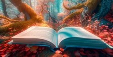 Wandbild: Wald, wo Bücher auf