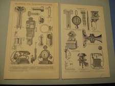 Fernsprecher,Telefon Anlage 5 alte Tafeln/Bilder von 1898 Original Lithographien