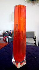Glas Blockvase - MURANO - orange - dekoratives Design - Höhe 21 cm