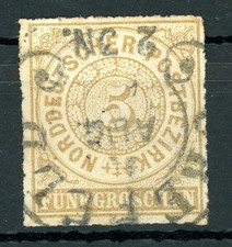 Norddt. Postbezirk: Mi.Nr.6 gestempelt, Hufeisenstempel "Crefeld"