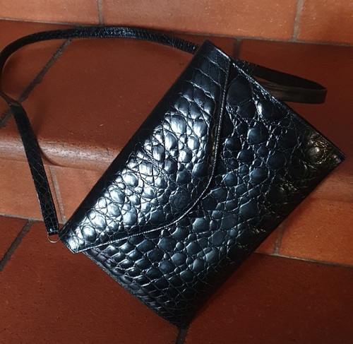 Schwarze krokodil clutch - schwarze,