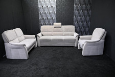 Arco Garnitur Alina Stoff 03 Hellgrau 3-2-1 mit Vorziehbett 