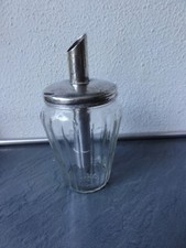 Helly Zuckerschütte Zuckerstreuer Glas Metall verchromt, gebraucht Vintage