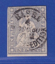Schweiz 1854 Sitzende Helvetia 1 Fr. Mi.-Nr. 18  O BASEL