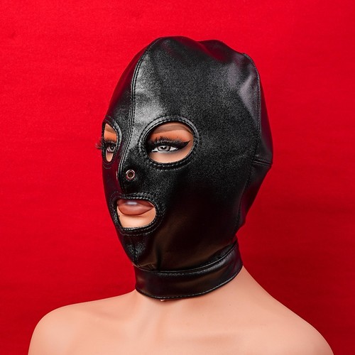 Leder bondage kopfmaske - leder,