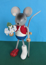 Erzgebirge Kuhnert * Maus mit Gipsbein + Krücke * Höhe 17 cm