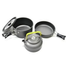 2-3 Personen Camping Kochgeschirr Edelstahl Outdoor Koch Set Kochtopf Bratpfanne