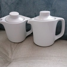 2x Kaffeekännchen Teekännchen  Kännchen Porzellan  Bauscher Weiden weiß Gastro 