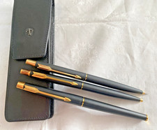 Parker Schreib Set Füllfederhalter, Bleistift und Kugelschreiber mit Lederetui