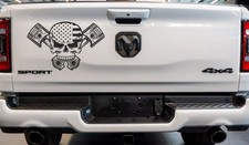 Aufkleber AUTO Pick Up PS Power  Muscle Car Flagge Schädel Kolben Sku1l 90