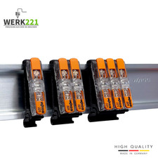 DIN Hutschienenhalter Halterung für WAGO 221-2411 Durchgangsverbinder mit Hebeln
