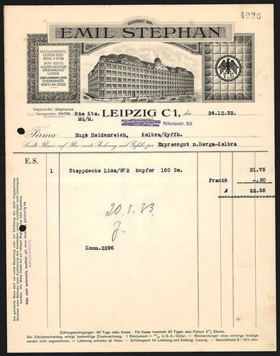 Rechnung leipzig 1932 - leipzig, 1932,