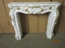 Kaminumrandung Kaminverkleidung "Rokoko" Kamin Breite115cm Cararaweißmarmoriert