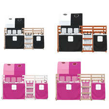 Etagenbett Einzelbett Bettgestell Singlebett mit Vorhängen Massivholz Kiefer