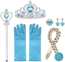 URAQT Elsa Prinzessin Schmuck Set - Krone, Kleid, Handschuhe, Tiara Braid