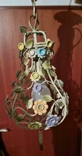 Vintage Hängelampe im floralen Shabby Chic Stil – Metall mit Blumenverzierung