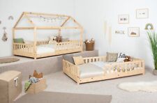 ANGEBOT 2-in-1 HausbettBodenbett"Duo"inkl. Rollrost B-WARE Kiefer Natur 120x200