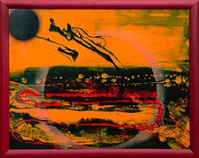 Jozsef Toth *1944: Sonnen-Oberfläche Öl-Gemälde 69 x 90 cm c.1996 Sonne Gestirn