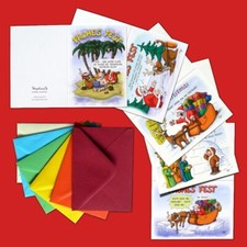 25 50 100 lustige Weihnachtskarten +Umschlag Set witzige Cartoons, plan/verpackt