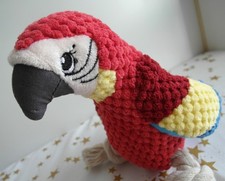 Hundespielzeug PAPAGEI mit Quietscher Knisterschwanz und Kordel Plüschtier