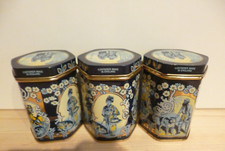 3 kleine  gleiche Blechdosen Tee England - 6 eck