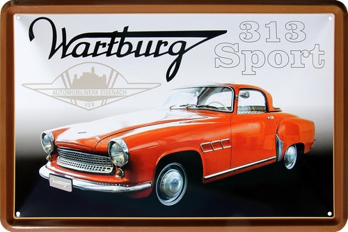 Retro blechschild wartburg - retro,