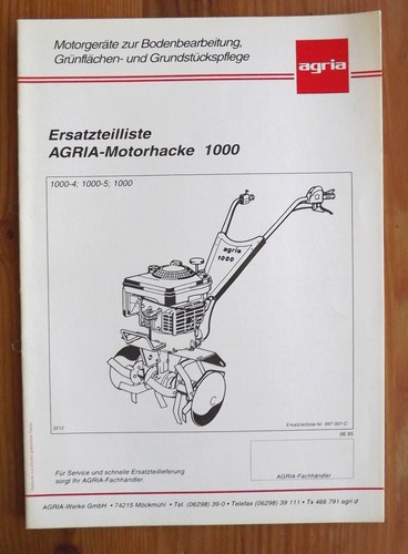 Agria 1000 ersatzteilliste - agria,