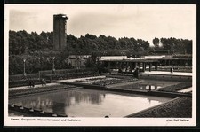 Ansichtskarte Essen, Grugapark, Wasserterrassen und Radioturm 1932 