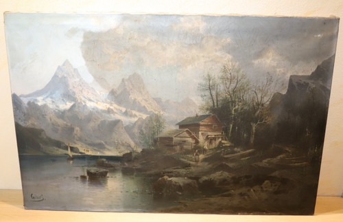 Berglandschaft haus see - berglandschaft,