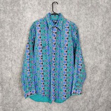 Wrangler Hemd Gr. XL türkis blau Baumwolle Brushpopper Azteken Navajo Checotah 90er