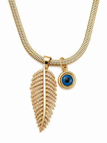 Goldene feder damen halskette - damen,