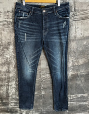 Ed Hardy Rock Jeans Herren W34 Mid Wash Distressed Slim Fit Button Fly Y2K