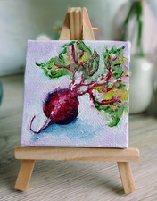 Beetroot oil painting 7x7cm - beetroot,