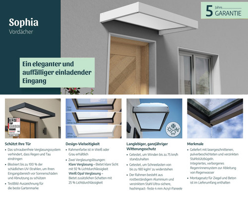 Haustürvordach sophia weiss - haustürvordach,
