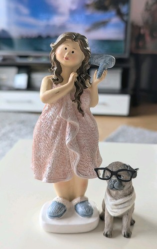 Dekofiguren frau mit hund - frau,