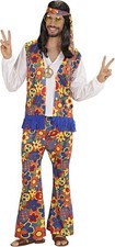 WIDMANN Hippie Man Kostüm – Flower Power, Gr. XL, Inkl. Hemd, Weste, Hose &