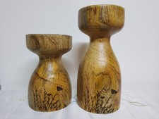 2 Kerzenständer Holzoptik Neuwertig Höhe 1 × 20 cm 1 × 15 cm Durchmesser 8,5 cm