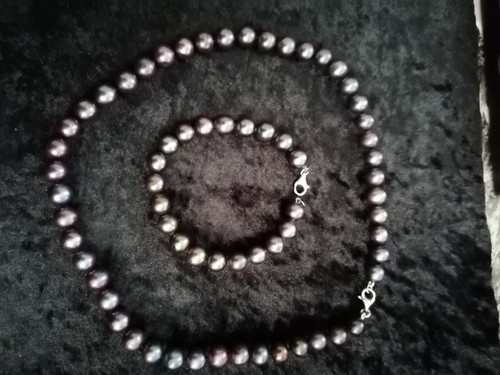 Set schwarze perlenkette - set,
