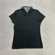 TOMMY HILFIGER Damen Polohemd Poloshirt Gr L Golf Polo Shirt Logo 30020 Schwarz