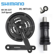 Shimano FC-MT101 3×9 fach MTB Kurbelgarnitur 40-30-22T Zähne BB-UN101 Tretlager