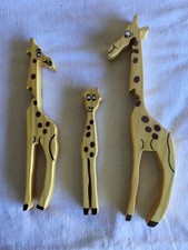 3x HOLZFIGUREN # GIRAFFEN # 13-21 CM # VINTAGE # MASSIV