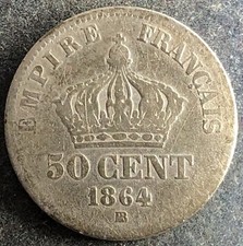 50 Centimes 1864 BB Frankreich Napoleon III 2,5 g .835 Silber KM#814 K011023C