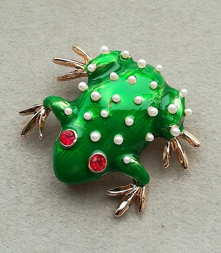 Frosch brosche gold perlen - brosche,