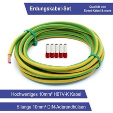 Erdungskabel 10mm² - Grün/Gelb - H07V-K - Erdungsleitung Aderleitung feindrähtig