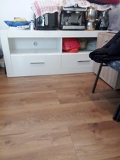 Massivholz TV-Lowboard 190x57x45cm Pinie weiß kommode holz Fernseh-schrank regal