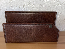 Wie Neu Vintage RR Doppel R Briefhalter Organizer Karte Sammler Leder Braun 70er