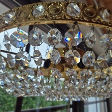 Gr.  Sölken Messing Bleikristall, Plafoniere Kronleuchter, Lüster  6 flammig