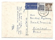 Luftpostkarte nach Finland Stuttgart 21.2.67 Porto 45 Pfg