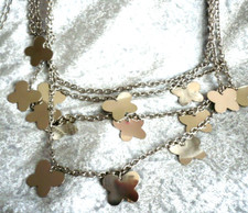 4-reihige Bauchkette SCHMETTERLINGE Hüftgürtel silber Glieder Schmuck Kette NEU