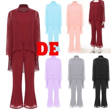 Damen Gast Abend Anzug Set Chiffon Tank Top + Cardigen + Lange Hose Hosenanzüge